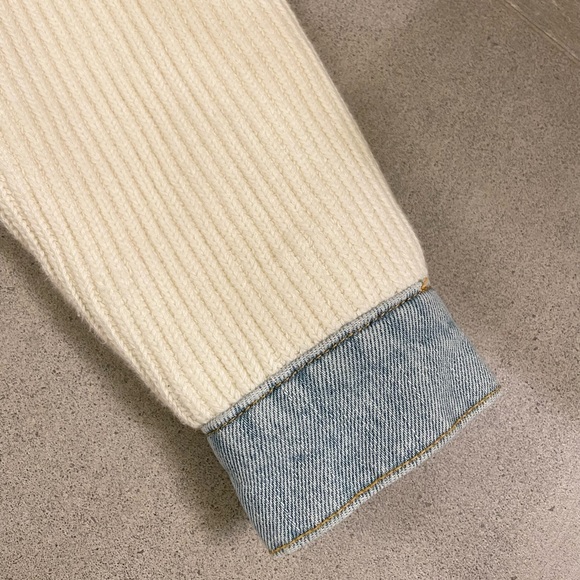 Maje Ribbed Knit Denim Jacket - Picture 4 of 8